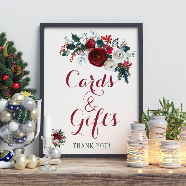 Red winter peonies bouquet cards and wedding sign (Creator Uploaded)
