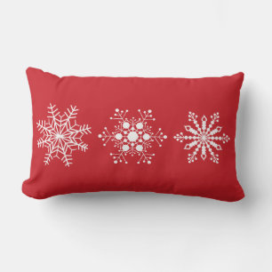 Red Winter Pillow with Snowflakes