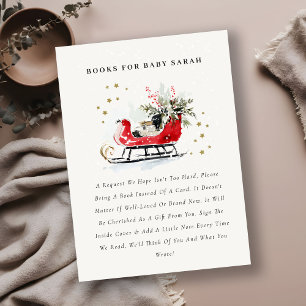 Red Winter Sleigh Books For Baby Baby Shower Enclosure Card