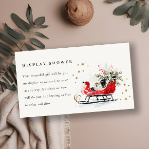 Red Winter Sleigh Display Shower Baby Baby Shower Enclosure Card