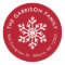 Red Winter Snowflake Circle Return Address Label