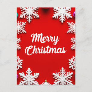 ❄️ Red Winter Snowflake Festive Holiday Elegant Postcard