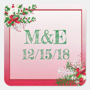 Red Winter Wedding Personalized Stickers
