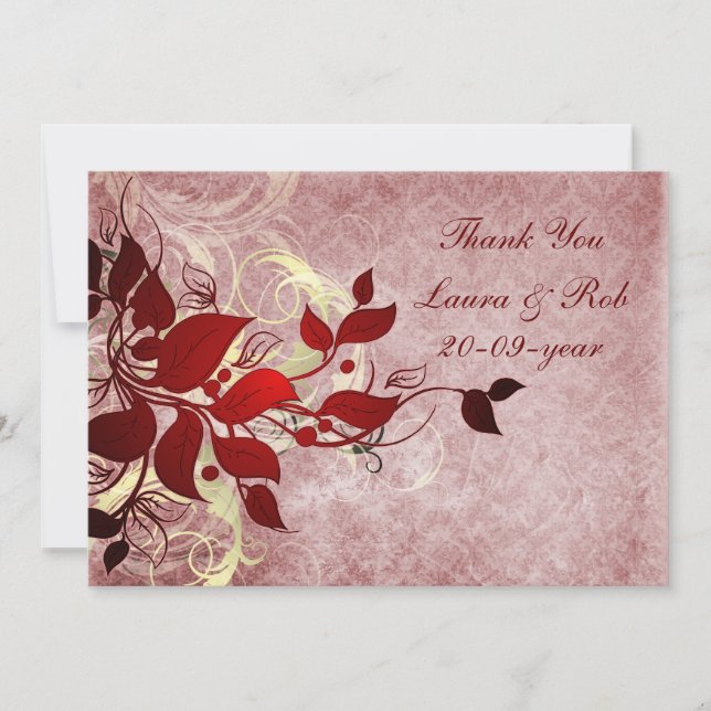 red winter wedding Thank You Invitation (Front)