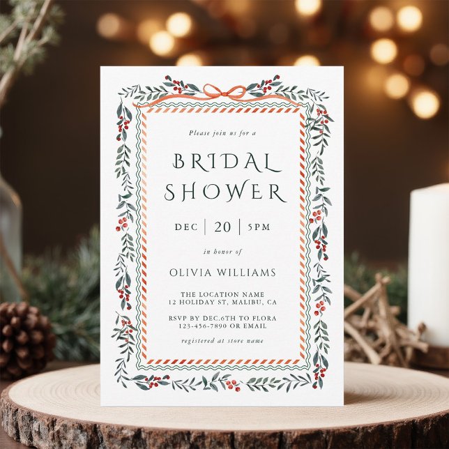 Red Winterberry Frame Bridal Shower Invitation (Creator Uploaded)