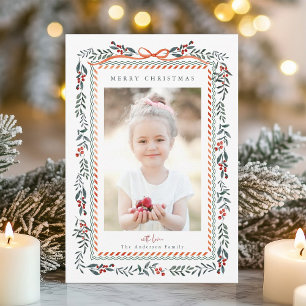 Red Winterberry Frame Merry Christmas Photo Holiday Card
