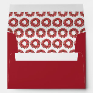 Red Winterberry Wreath Pattern Red Christmas Envelope