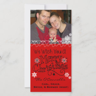 Red Wish You Joyeux Carte photo de Noël