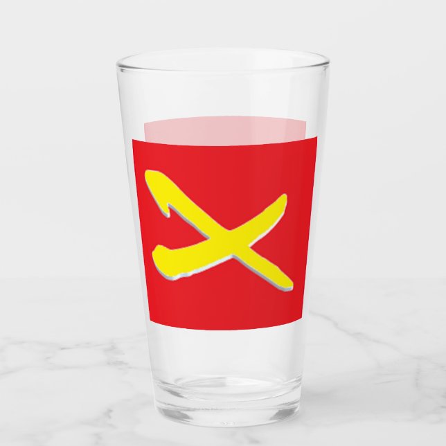 Red with a bright yellow cross pattern glass (Front)