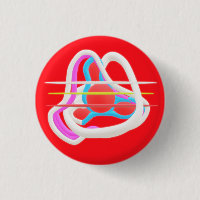 Red with abstract surreal design in cute colours  