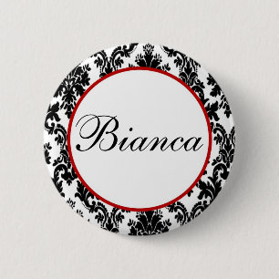 Red with Black and White Damask - Bridal Party 2 Inch Round Button