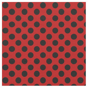 Red with Black Polka Dot Fabric