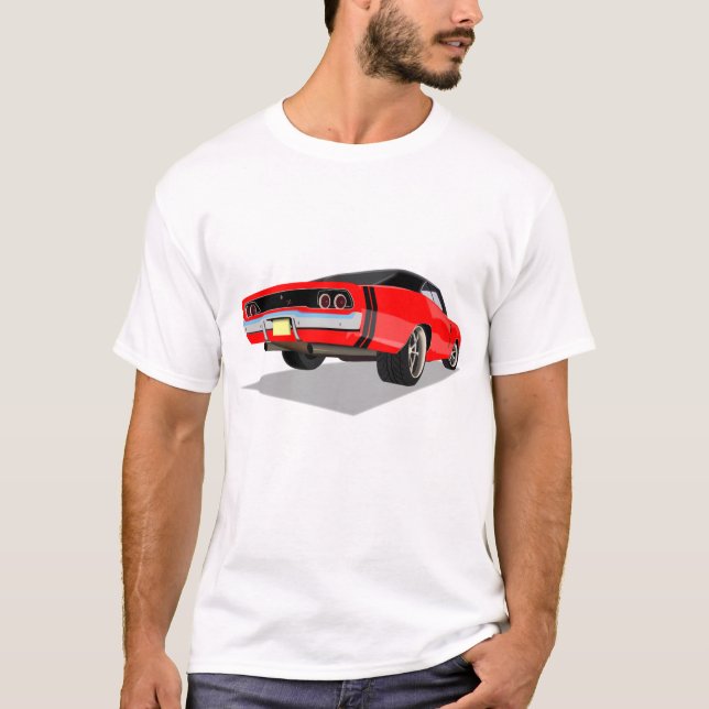 Red with Black Stripes '68 Charger T-Shirt (Front)