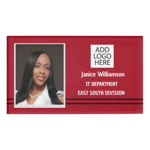 Red with Black Stripes Name and Photo Name Tag