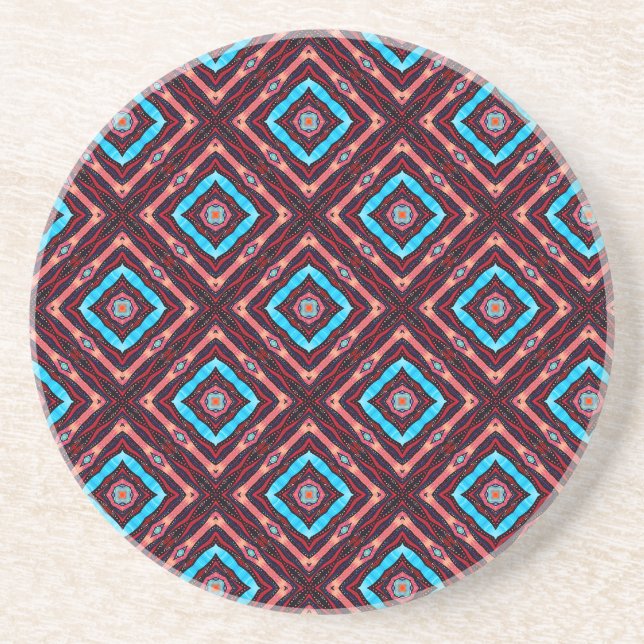 Red With Blue Diamond Coaster (Front)