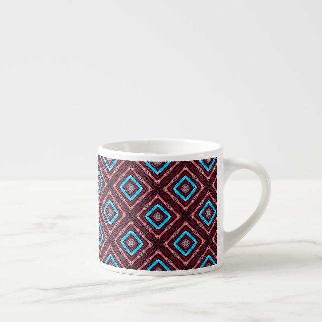 Red With Blue Diamond Espresso Cup (Right)