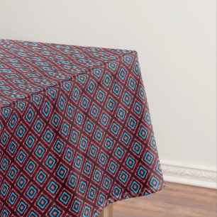 Red With Blue Diamond Tablecloth