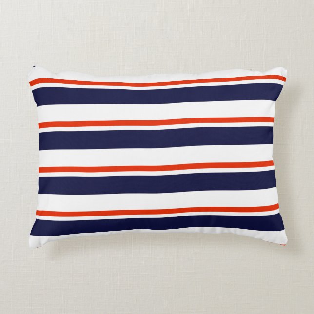 Red With Blue Stripes Accent Pillow (Front)