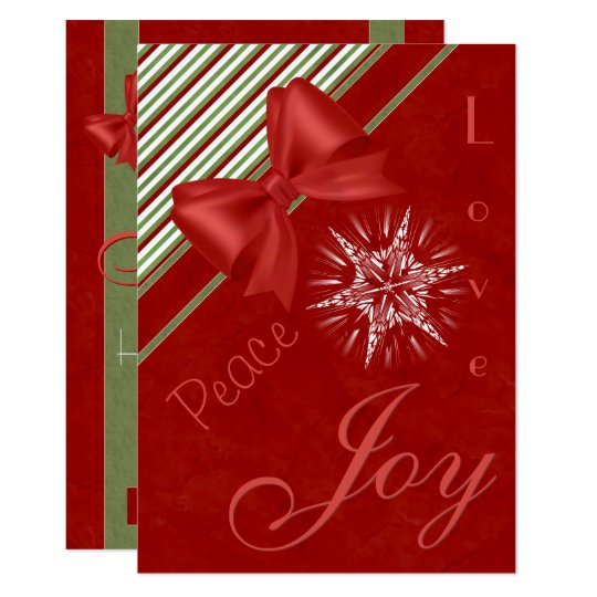 Red with Candy Cane Stripes Ribbons and Bows Card