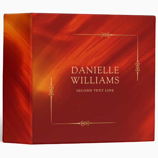 Red with gold brushstrokes elegant gold frame binder (Front/Spine)