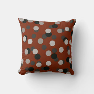 red with gray white and black dots throw pillow