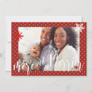 Red With Green Dots More & Merrier Photo Christmas Holiday Card