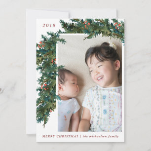 Red with Green Garland with Burlap Photo Holiday
