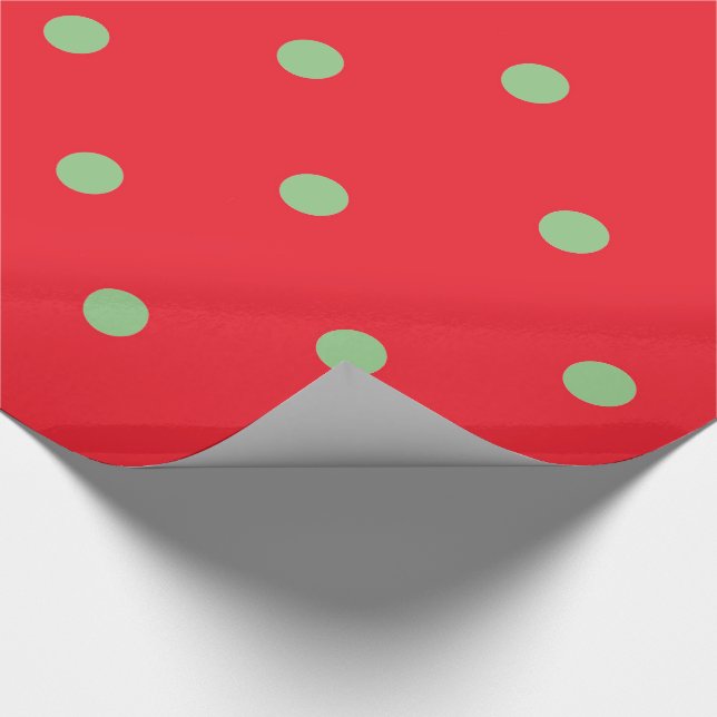 Red with Green Polka Dot Modern Christmas Pattern Wrapping Paper (Corner)