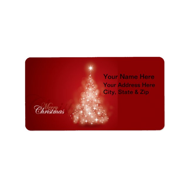 Red with Lights Christmas Tree  Address Labels (Front)
