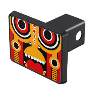 Red With Orange Tiki Art Trailer Hitch Cover