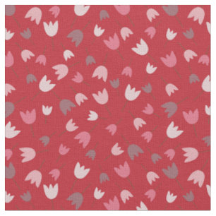 Red with pink tulip pattern collection fabric