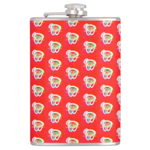 Red with small art designs on it beverage pitcher hip flask