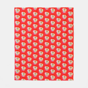Red with small art designs on it fleece blanket