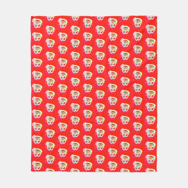 Red with small art designs on it    fleece blanket (Front)