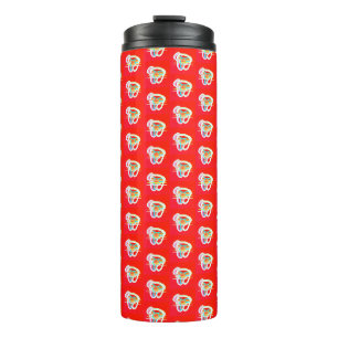 Red with small art designs on it thermal tumbler