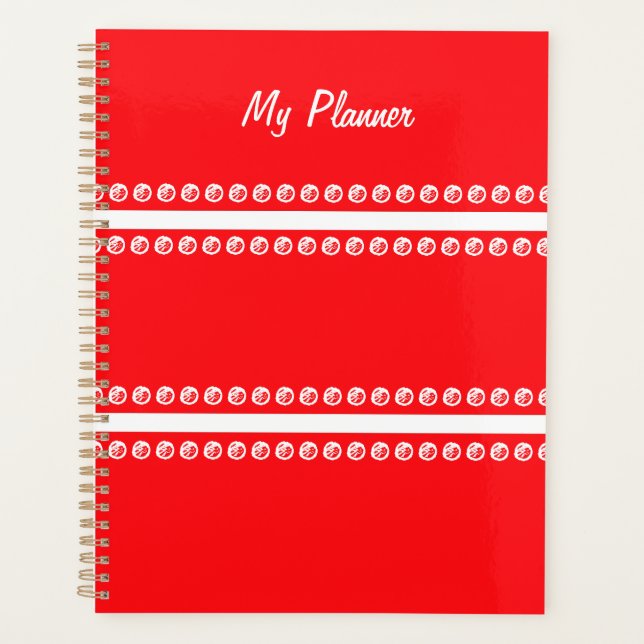 Red with white dots and lines Planner (Front)