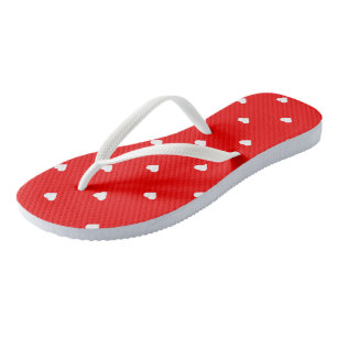 Red with White Hearts Flip Flops