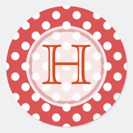 Red With White Polka-dot Monogram Stickers
