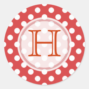 Red With White Polka-dot Monogram Stickers