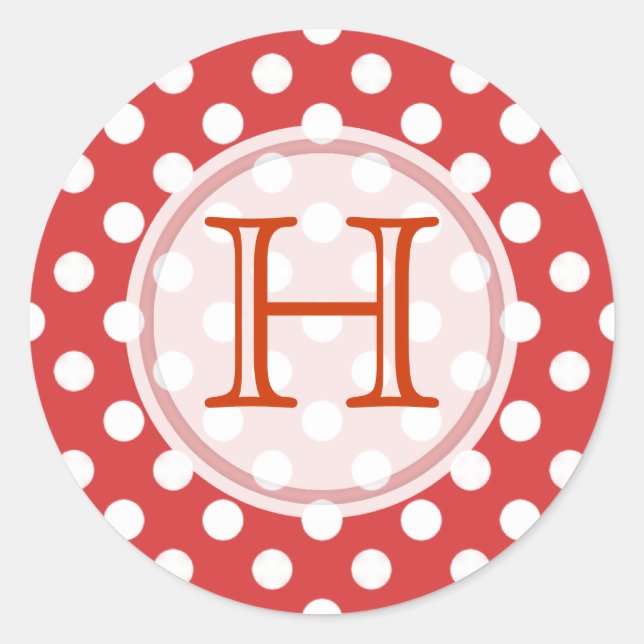 Red With White Polka-dot Monogram Stickers (Front)