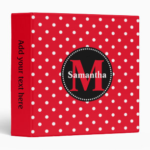 Red with White Polka Dots Personalized Binder