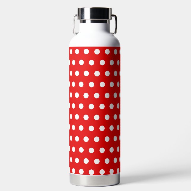 Red with White Polka Dots  Water Bottle (Front)