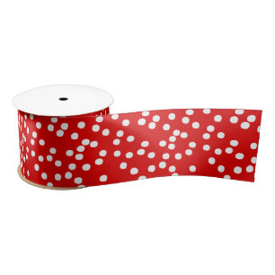 Red with White Polkadots  Customizable Colour Satin Ribbon