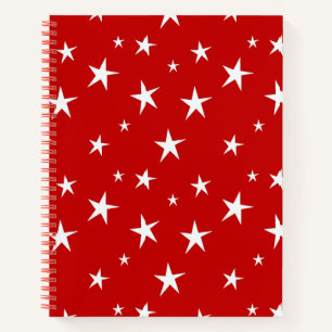 Red with white stars notebook
