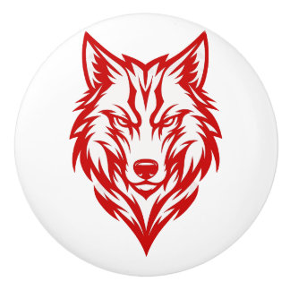 Red Wolf Ceramic Knob