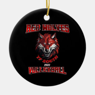 Red Wolf Ceramic Ornament