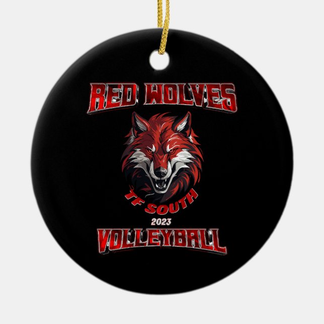 Red Wolf Ceramic Ornament (Front)