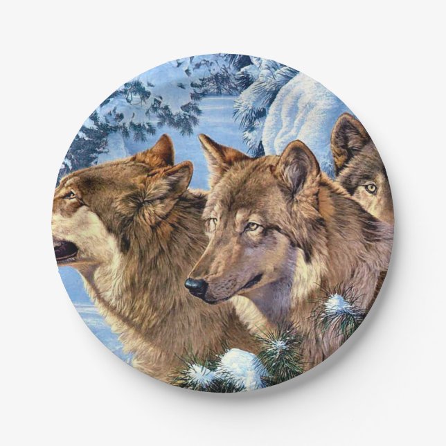 Red wolves painting paper plate (Front)