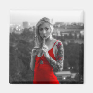 Red woman magnet