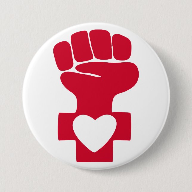 Red Woman Power with Heart Symbol 3 Inch Round Button (Front)